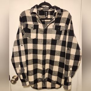 Burnside Mens Medium Button Down Flannel Shirt DSW Logo Black Tan